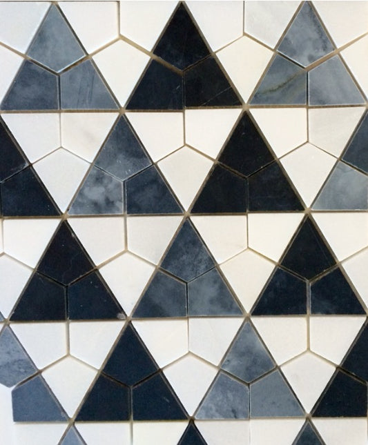 Antwerp Nero Marquina with Thassos and Italian Grey Honed Mosaic