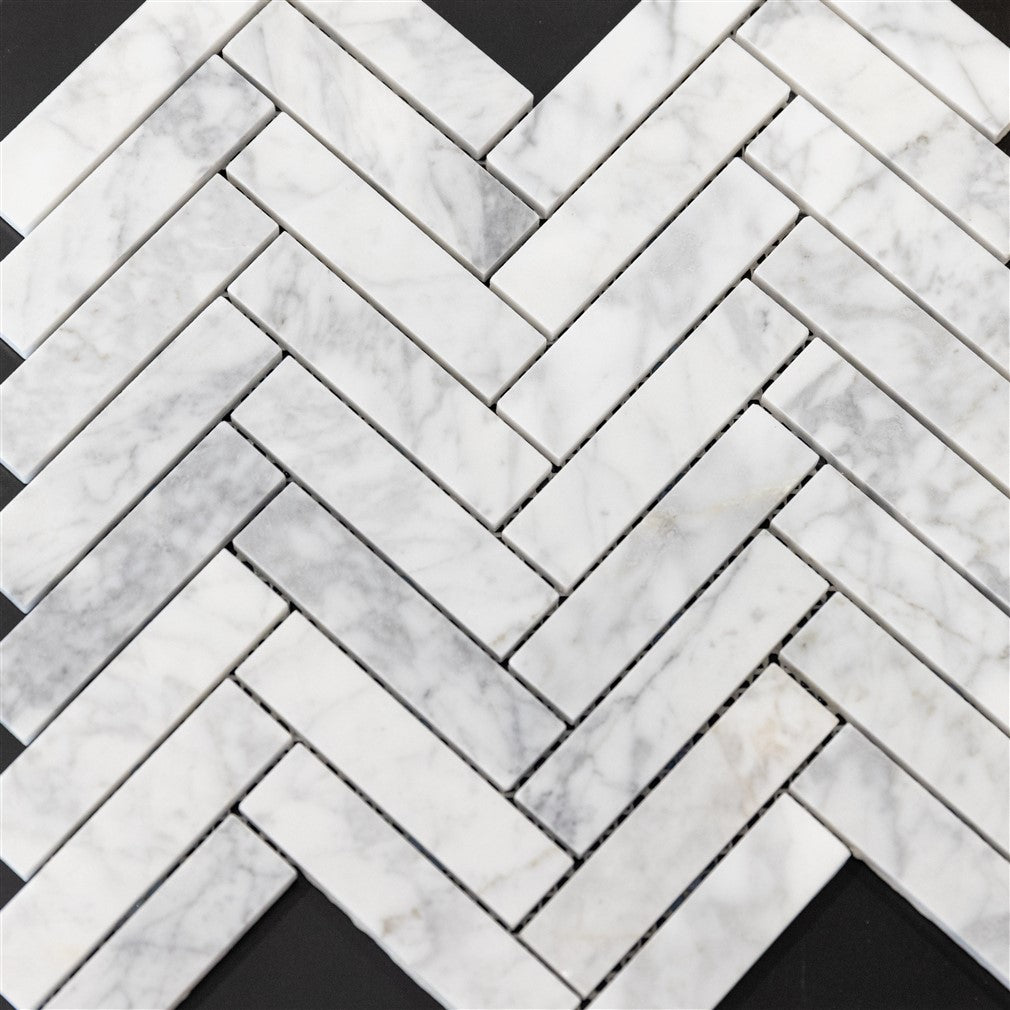 Bianco Carrara Marble Herringbone