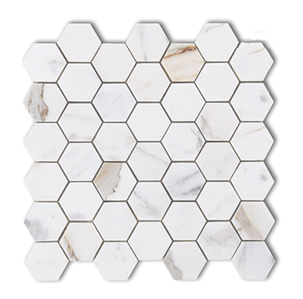 Calacatta Gold Marble Hexagon Honed Mosaic