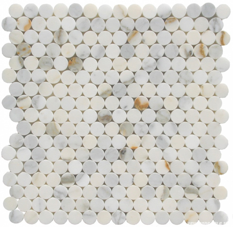 Calacatta Gold Marble Penny Round Honed Mosaic