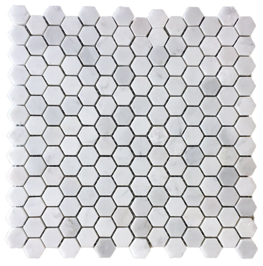 Carrara Small Hexagon Honed Mosaic