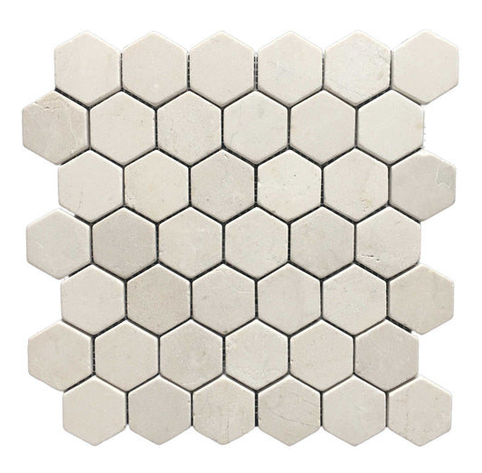 Crema Marfil Tumbled Hexagon Mosaic