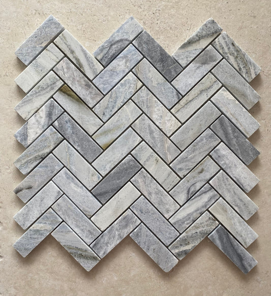 Nestos Blue Herringbone Honed Mosaic