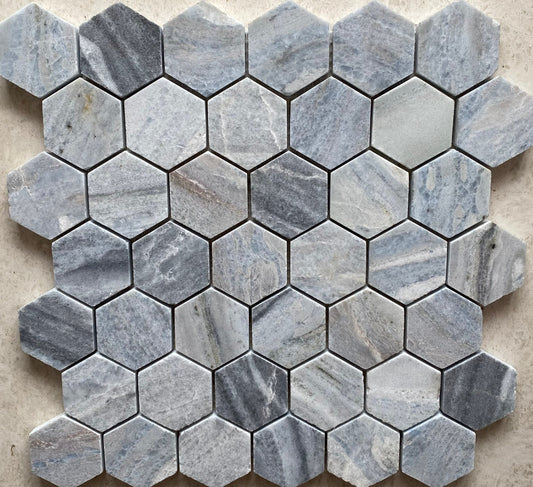 Nestos Blue Hexagon Honed Mosaic