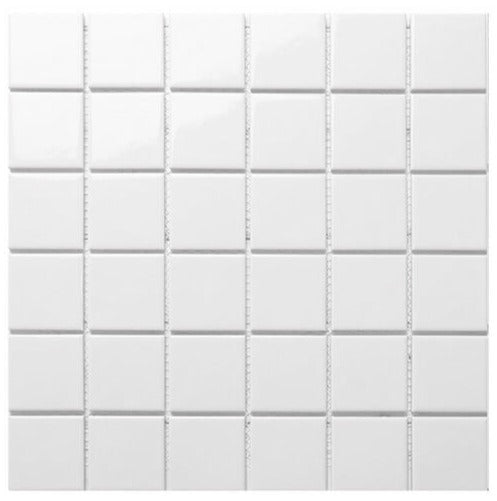 Raku Matt Speckle White Square Mosaic