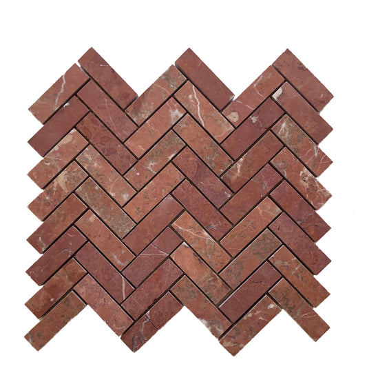 Rojo Alicante Herringbone Honed Mosaic