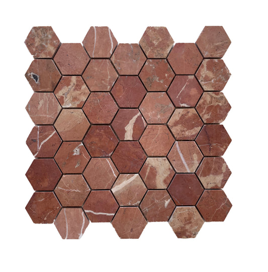 Rojo Alicante Hexagon Honed Mosaic