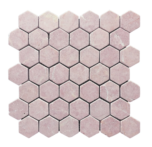 Rosso Crema Tumbled Hexagon Mosaic