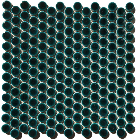 Suki Dark Green Gloss Penny Round Mosaic