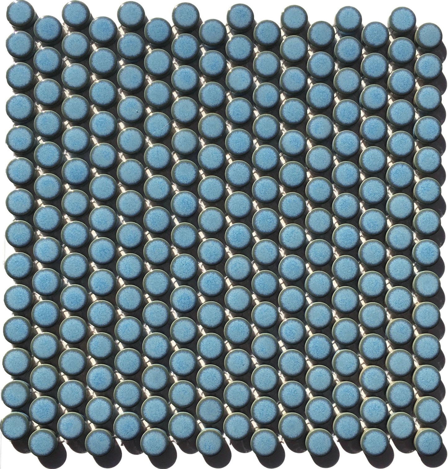 Vintage Aqua Gloss Penny Round Mosaic