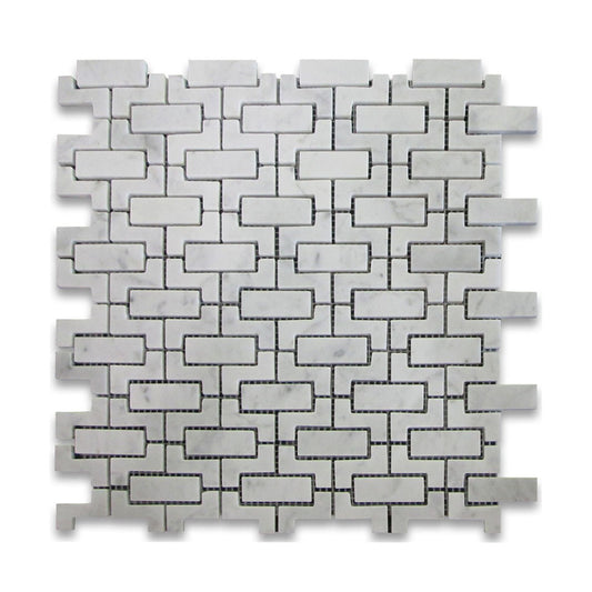 Carrara Fretwork Honed Mosaic