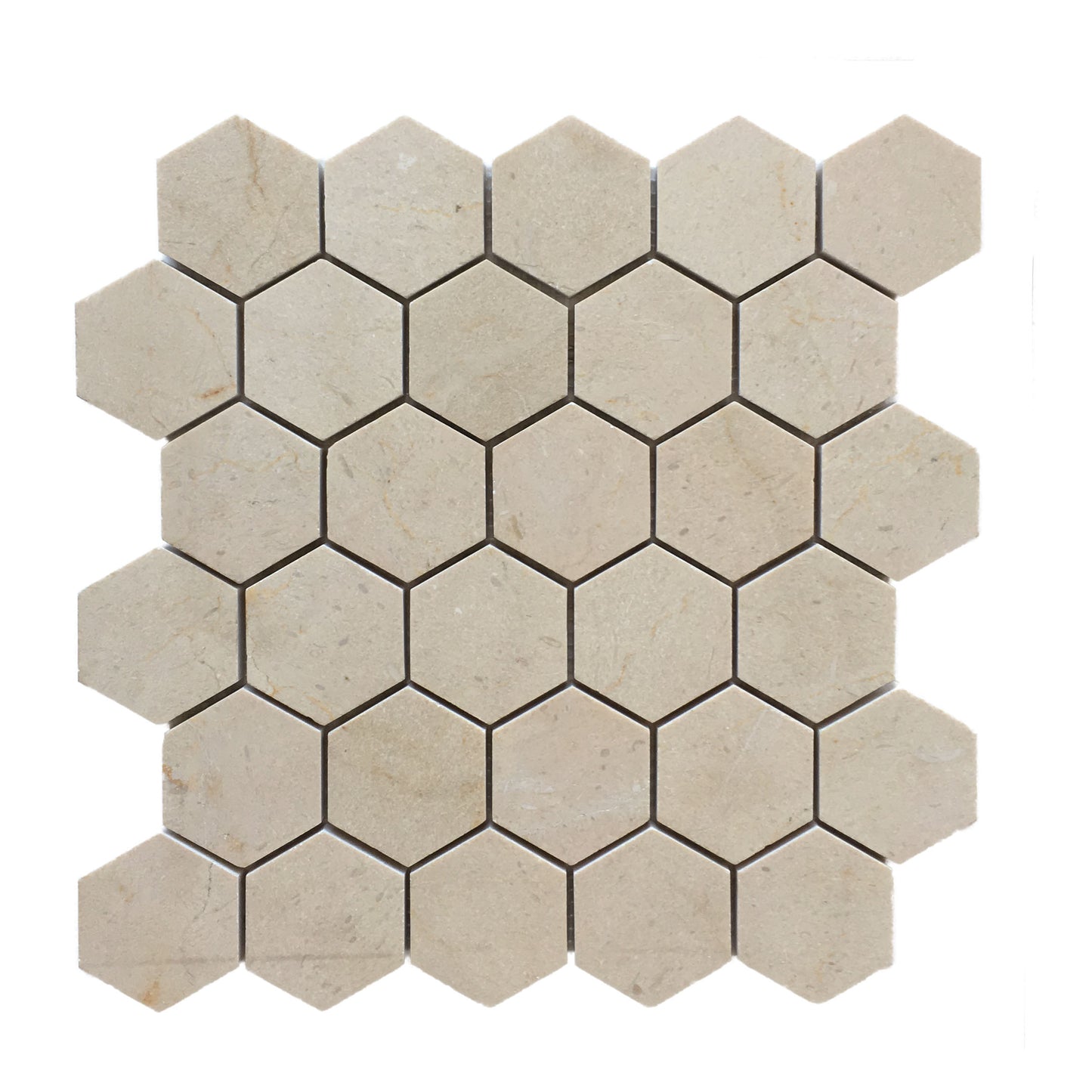 Crema Marfil Hexagon Large Honed Mosaic