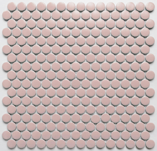 Matt Pink Penny Round Mosaic