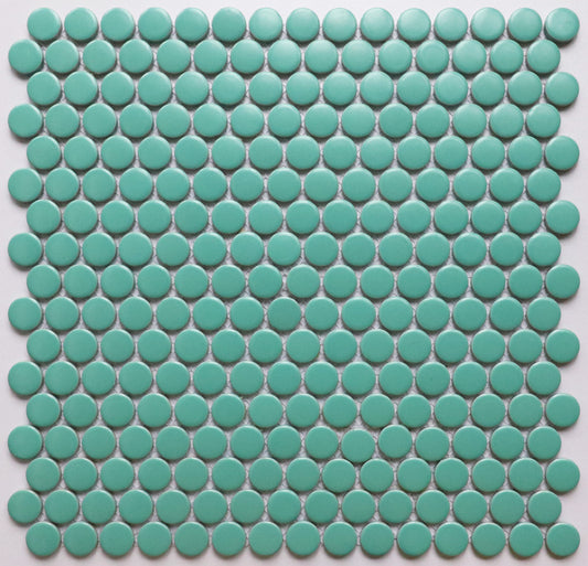 Matt Seafoam Penny Round Mosaic