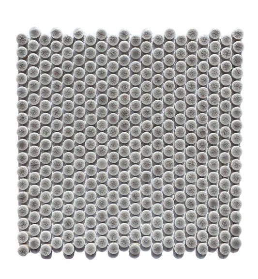 Mini Crackle Grey Gloss Penny Round Mosaic