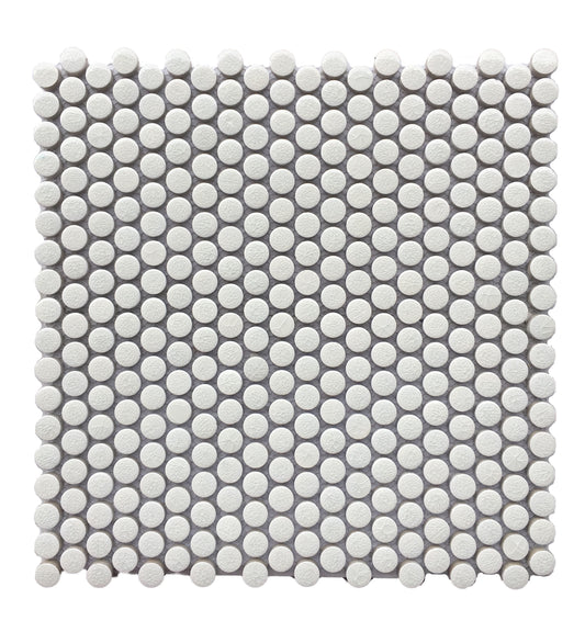 Mini Crackle White Gloss Penny Round Mosaic