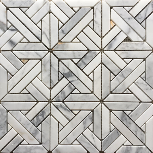 Mini Versailles Carrara with Calacatta Mosaic