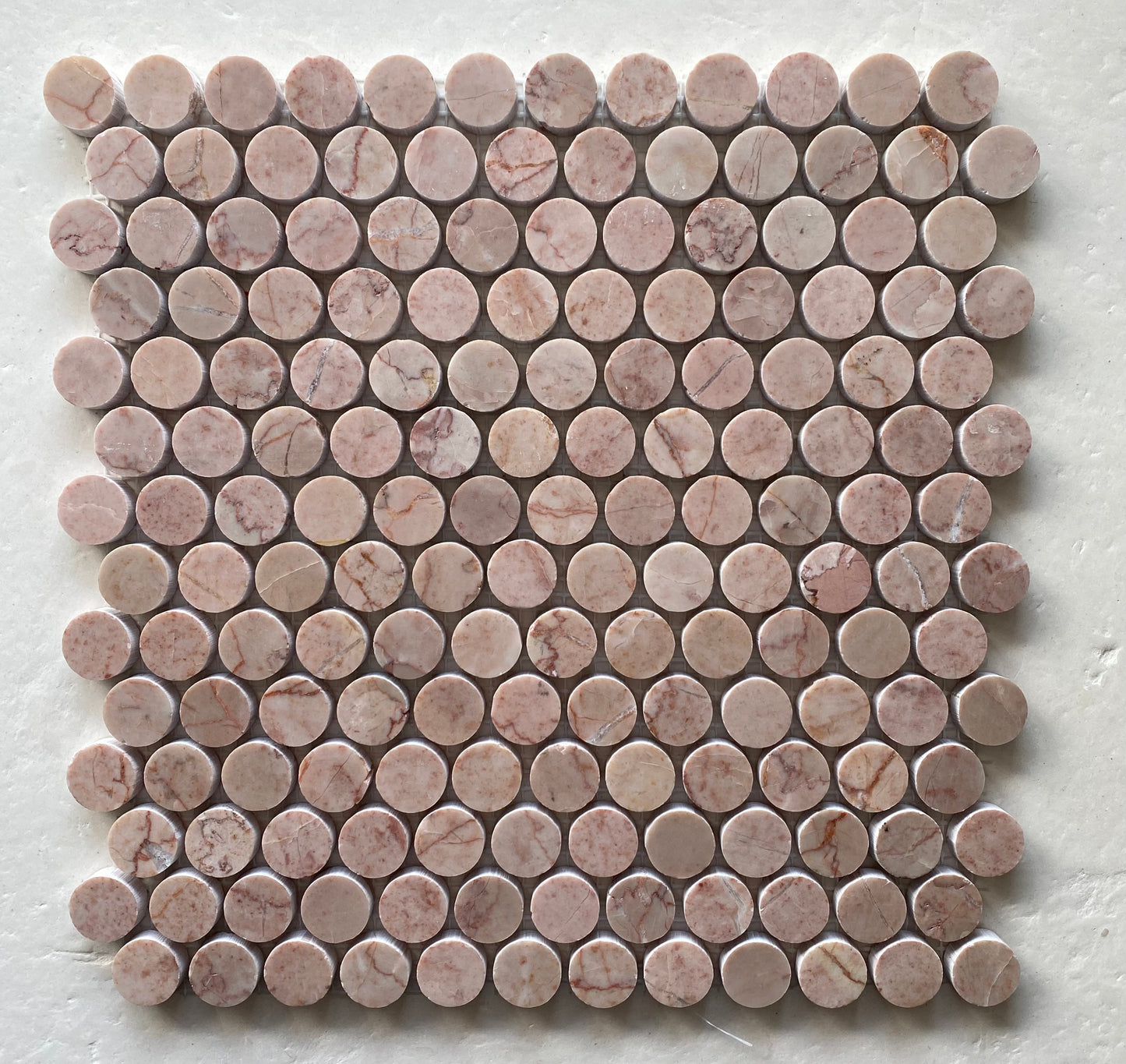 Rosso Crema Penny Round Honed Mosaic