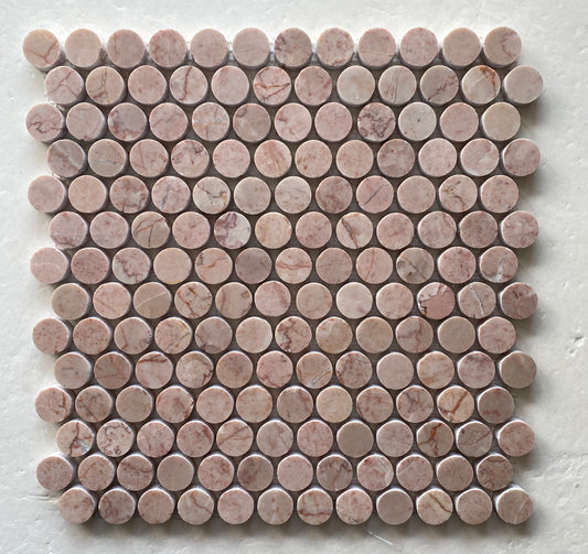 Rosso Crema Penny Round Honed Mosaic