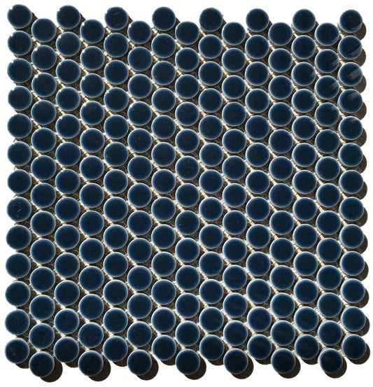 Suki Navy Gloss Penny Round Mosaic